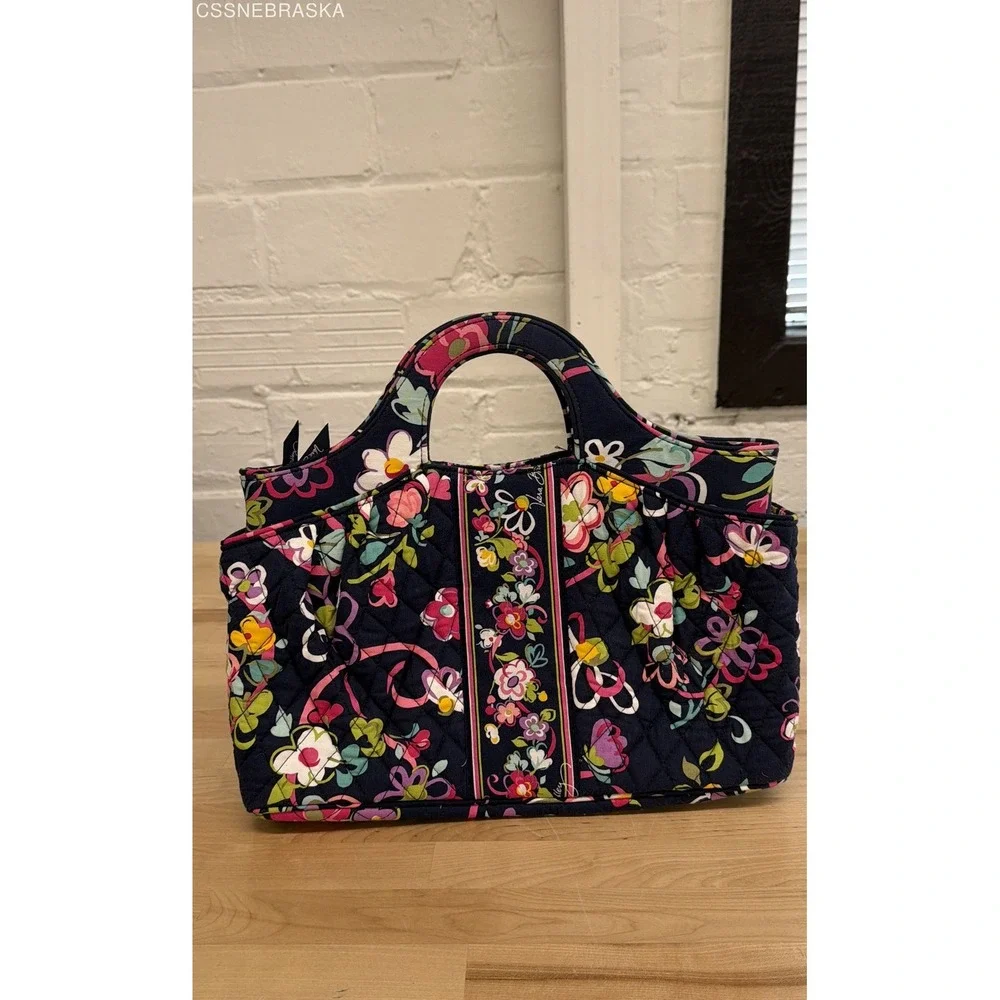 Vera Bradley Navy Floral Midnight Blues Quilted Handbag Small Tote